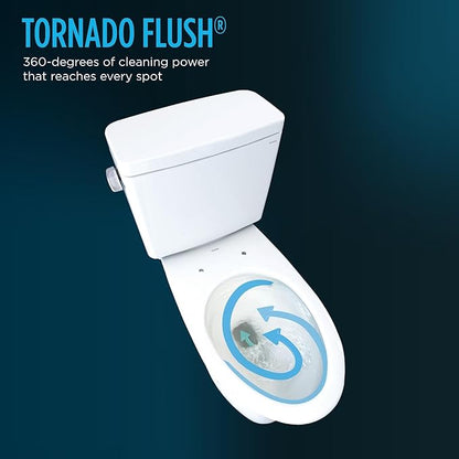 TOTO Drake Transitional Two-Piece Elongated 1.28 GPF TORNADO FLUSH Toilet with CEFIONTECT, Cotton White - CST786CEG#01