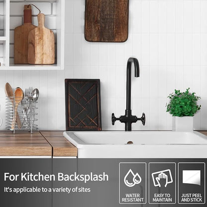 Peel and Stick Backsplash 3D Wall Tiles,Self-Adhesive,Oil Proof,Waterproof, Removable Wall Panels for Kitchen & Bathroom,Modern Design, Easy Install (10.7ft，12x9 inch,14 Pack) (White)