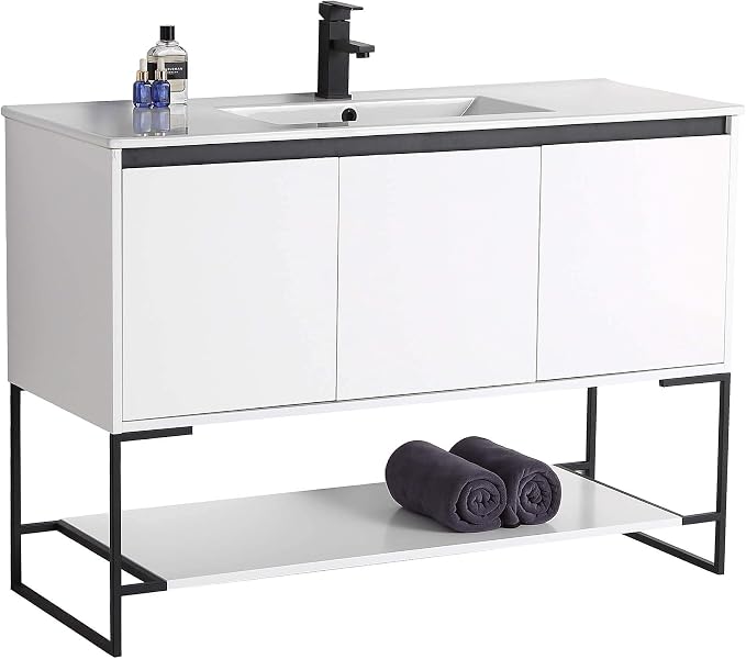 48 Inch Bathroom Vanity with Sink - Modern Knob Free Design, Elegant Space-Saving Solution for Your Bathroom - Durable, Bathroom Vanities for a Contemporary Look - Urbania Collection