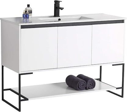 48 Inch Bathroom Vanity with Sink - Modern Knob Free Design, Elegant Space-Saving Solution for Your Bathroom - Durable, Bathroom Vanities for a Contemporary Look - Urbania Collection
