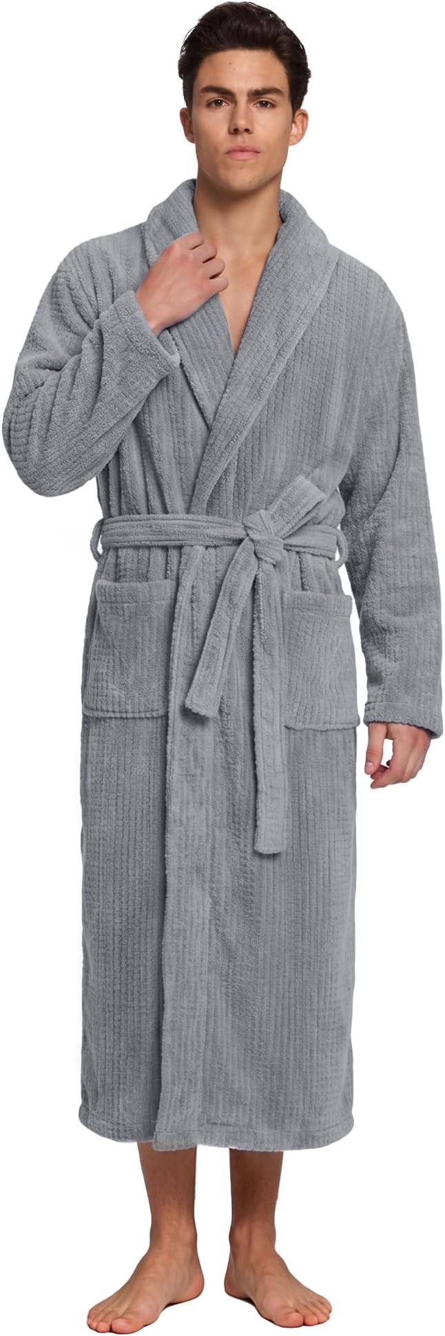 PJGGZ Men's Shawl Collar Bathrobe, Soft Long Towel Robe for Men - Super Absorbent Quick Dry yet Warm