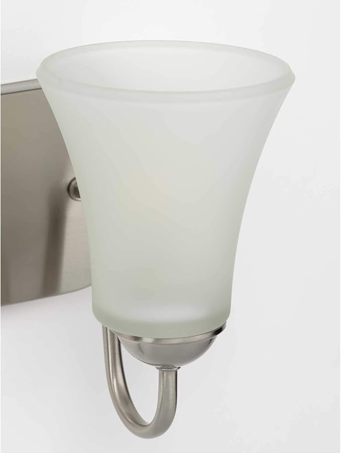 Progress Lighting Classic Collection 2-Light Etched Glass Traditional Bath Vanity Light Brushed Nickel, 7-7/8" x 13"