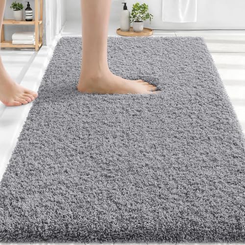 OLANLY Microfiber Bathroom Rugs 30x20, Soft Highly Absorbent Bath Mat, Grey