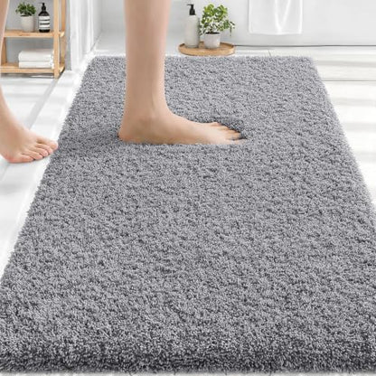 OLANLY Microfiber Bathroom Rugs 30x20, Soft Highly Absorbent Bath Mat, Grey
