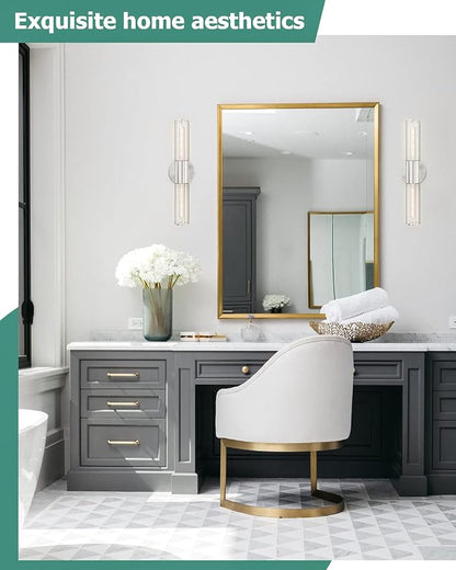 Bathroom Vanity Light Fixture, 2-Light Brushed Nickel Wall Sconce Lighting Fixture with Clear Glass, Indoor E26 Socket Silver Wall Lamp for Mirror Living Room Hallway, 2 Pack