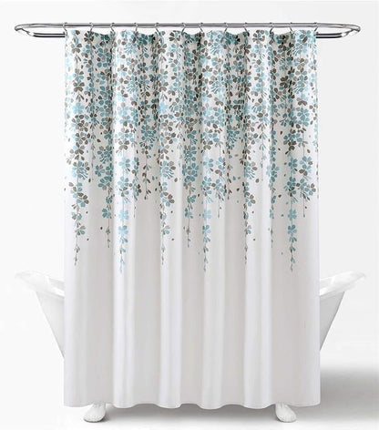 Lush Decor Weeping Flower Shower Curtain 72"W x 72"L Blue & Gray - Fabric Shower Curtains for Bathroom - Floral Bathroom Curtain - Cottage Core Decor