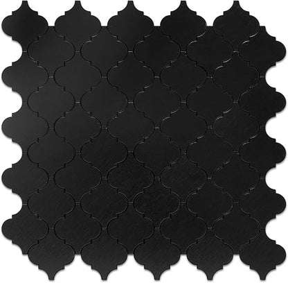 STICKGOO Arabesque Peel and Stick Backsplash Tile, Stick on Backsplash for Kitchen and Bathroom, Black Metal and Composite Mosaic Tiles (10 Sheets)