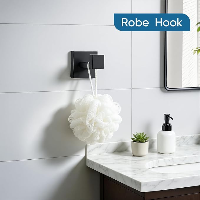 Mattle Black Towel Bar, SUS304 Stainless Steel Bathroom Hardware Set, Towel Racks for Bathroom Wall Mounted 24-Inches