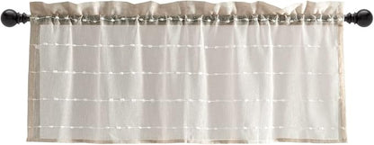 Lush Decor Farmhouse Textured Sheer Window Curtain Valance, 52"W x18"L, Neutral