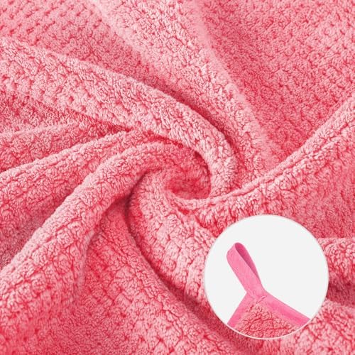 MaopaoBeauty Microfiber Bath Towel Set Pack of 2, 35 x 70 Inches - Light Thin Quick Drying Highly Absorbent Bath Towel for Bath, Fitness, Yoga, Travel, Sport and Shower (2PCS Hot Pink)