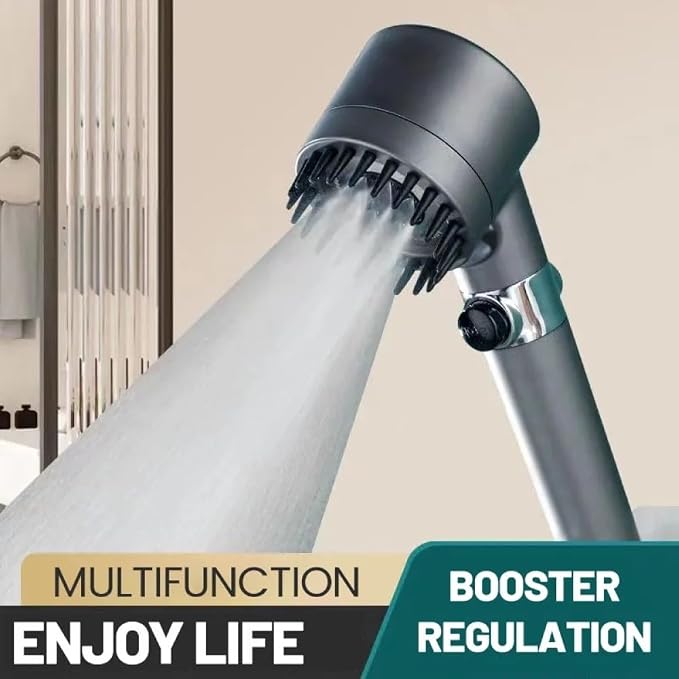 3 Modes Shower Head Adjustable High Pressure Water Saving Massage Portable Filter Shower Head Hook Hose Bathroom Accessories Set,Grey Shower B