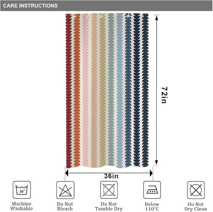 Modern Geometric Shower Curtain, Vintage Rainbow Mid-Century Abstract Art Design Bath Curtains for Bathroom, Colorful Semicircular Pattern Waterproof Polyester Fabric Bathroom Set 12 Hooks 36X72IN