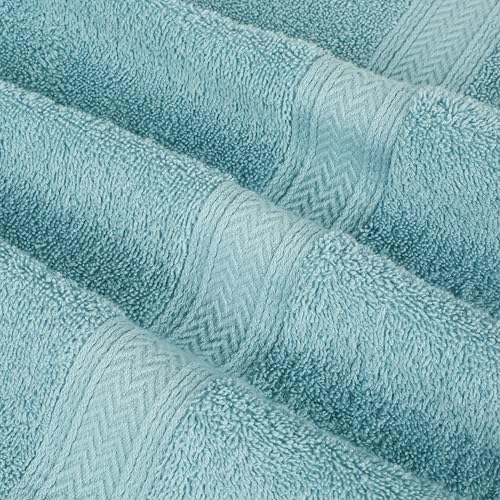 HILLFAIR 100% Cotton 24 Piece Bath Towels Set for Bathroom - Ocean Blue