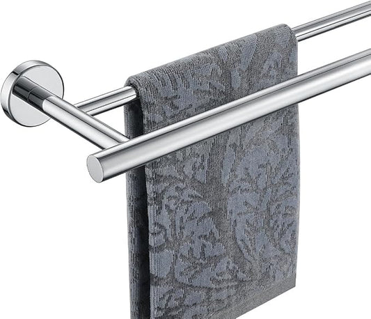 JQK Double Bath Towel Bar, 33 Inch 304 Stainless Steel Thicken 0.8mm Towel Rack for Bathroom, Towel Holder Polished Chrome Wall Mount, Useable Length 30 Inch, TB100L30-CH