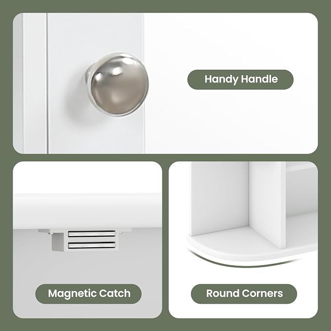 GIANTEX Bathroom Medicine Cabinet (White) | Wall Mounted Medicine Cabinet with Mirrored Door & 4 Interior Shelves, 6 Open Shelves, Space-saving Storage Cabinet
