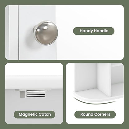 GIANTEX Bathroom Medicine Cabinet (White) | Wall Mounted Medicine Cabinet with Mirrored Door & 4 Interior Shelves, 6 Open Shelves, Space-saving Storage Cabinet
