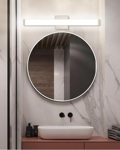 LED Bathroom Vanity Light Fixtures 24 in Brushed Nickel, 14W 4000K Natural White Square Wall Fixture, Modern Lighting for Over Mirror, Damp Rated
