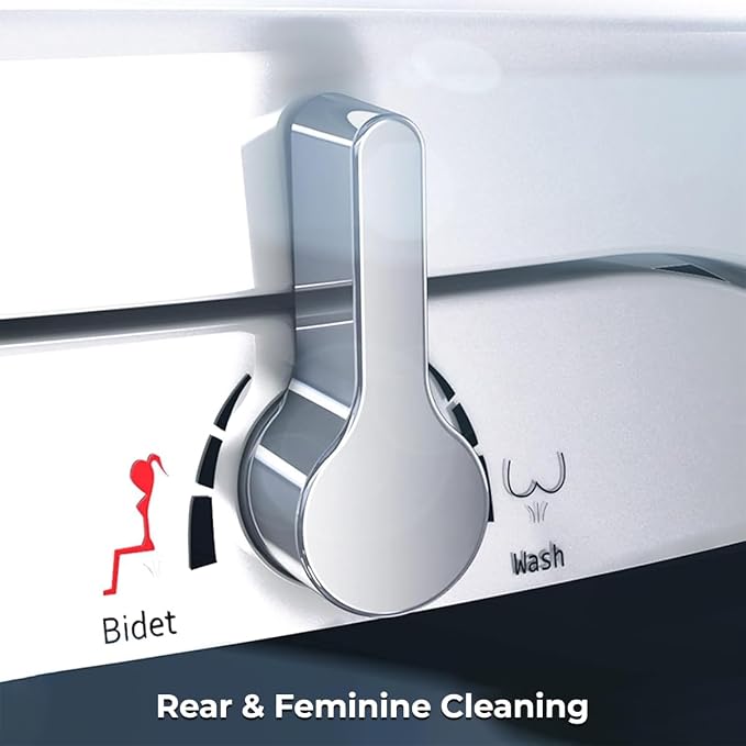 GenieBidet Bidet Toilet Seat Elongated | Fits Your Current Toilet Seat | No Wiring & Easy Install Elongated Bidet | Self Cleaning Dual Nozzles with Rear & Feminine wash | Hybrid T included