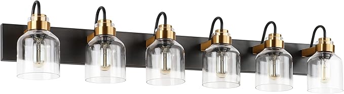 PRESDE 6 Light Bathroom Vanity Light Fixtures Over Mirror Bronze Brushed Black Vintage Bathroom Wall Sconce