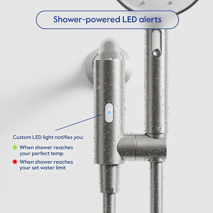 hai Smart Shower Head, Bluetooth Handheld Water Saving Showerhead with Adjustable High Pressure to Spa-Like Mist, Stainless Steel, Easy Installation, Customizable LED Lights, Moon, 1.8 GPM