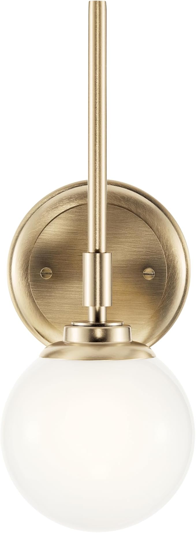 Kichler Benno 1-Light Wall Sconce, Modern Light with Opal Glass in Champagne Bronze, for Bathroom, Powder Room, Kitchen, Bedroom, or Hallway (13.75" x 5.25"), 55170CPZ