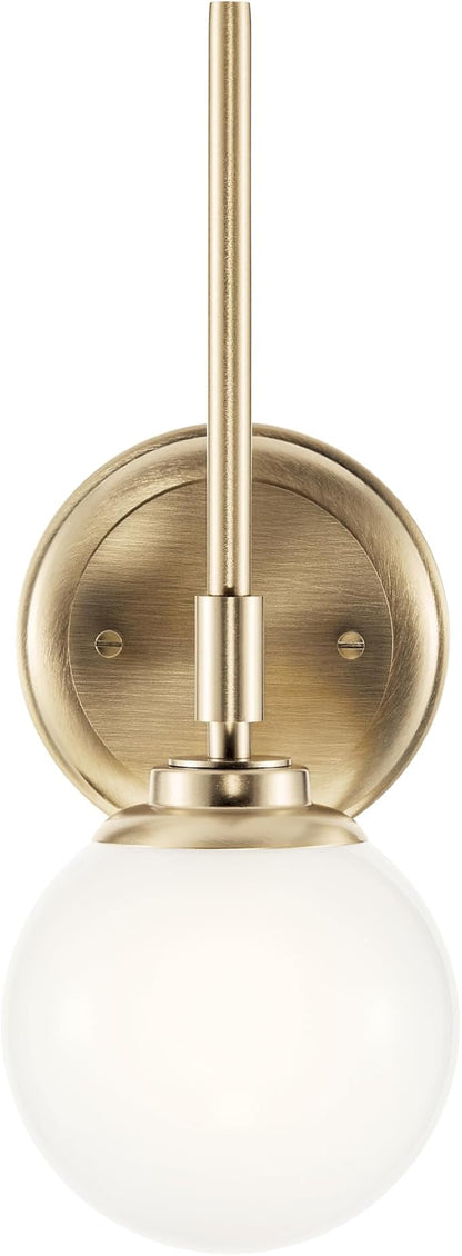Kichler Benno 1-Light Wall Sconce, Modern Light with Opal Glass in Champagne Bronze, for Bathroom, Powder Room, Kitchen, Bedroom, or Hallway (13.75" x 5.25"), 55170CPZ