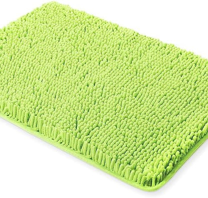 Yeaban Chenille Apple Green Bathroom Rug 17"x24", Non-Slip Rubber Backing