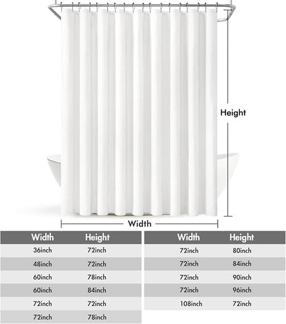 MIULEE W108*L72 Extra Wide Linen Shower Curtain White 18 Metal Hooks | Large Fabric Curtain Set, Waterproof Neutral Thick Cloth Shower Curtains, Bathroom Hotel Bathtub, Washable