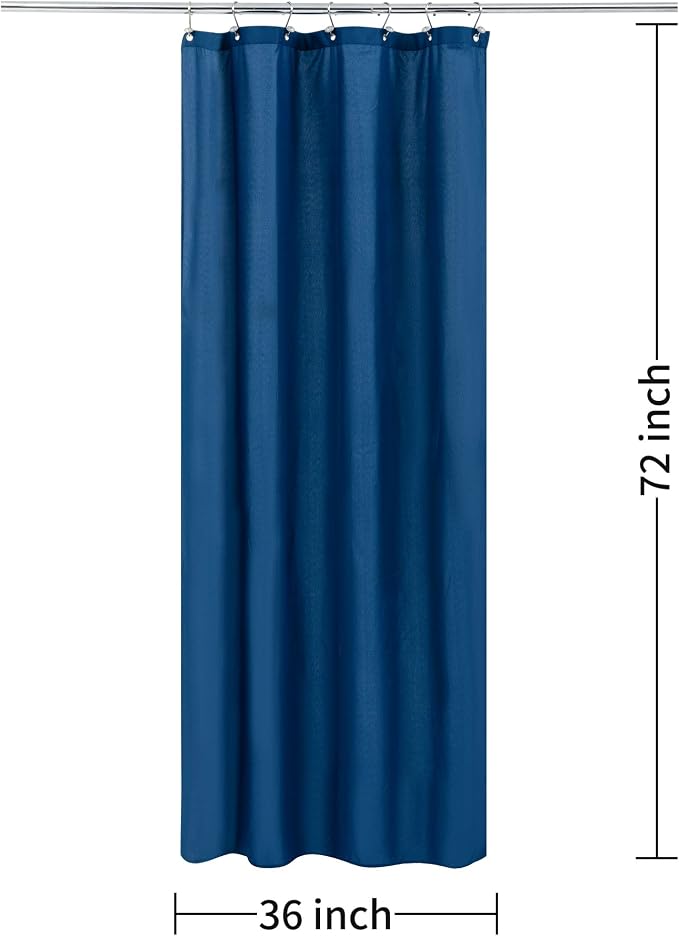 ALYVIA SPRING Stall Waterproof Fabric Shower Curtain or Liner Navy, 36x72 | 2 Magnets, Soft Cloth & Hotel Quality, Machine Washable, Light-Weight, Stall Size