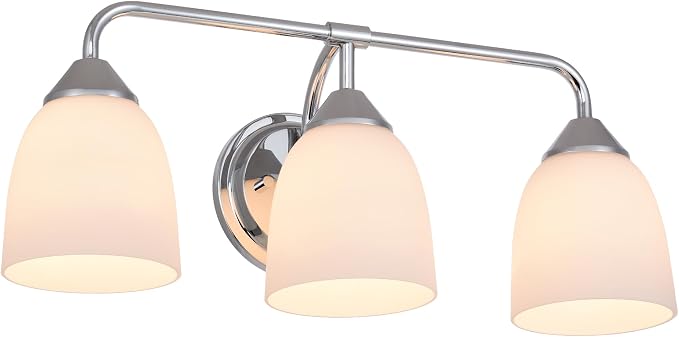 Chrome 3-Light Traditional Bathroom Vanity Light Fixtures Over Mirror, Modern Vanity Lights for Living Room, Standard E26 Base, Chrome