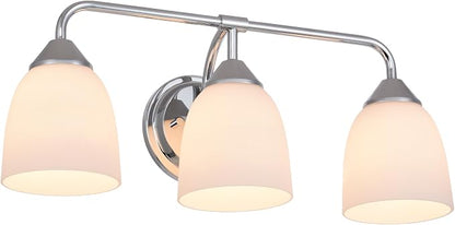 Chrome 3-Light Traditional Bathroom Vanity Light Fixtures Over Mirror, Modern Vanity Lights for Living Room, Standard E26 Base, Chrome