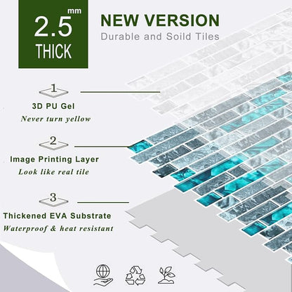 STICKGOO Thicker Design Peel and Stick Tile Backsplash, 12”×12”Stick on Backsplash for Kitchen, Self Adhesive Tile Stickers for Kitchen Backsplash and Bathroom(10 Sheets)