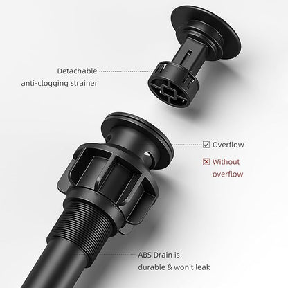 Matte Black Pull Down Bathroom Faucet with Pop-up Drain, 8 inch Widespread Bathroom Faucet 3 Hole with Pull Down Sprayer 2 Modes. 8'' Matte Black Bathroom Faucet with Supply Lines