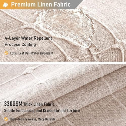 BTTN 108x72 Boho Farmhouse Linen Heavy Duty Shower Curtain Set, Tan/Taupe