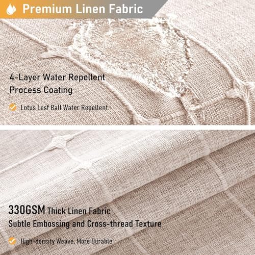 BTTN 60x84 Boho Farmhouse Linen Heavy Duty Shower Curtain Set, Tan/Taupe