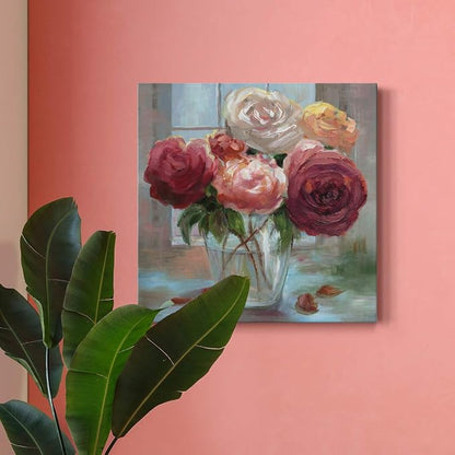 Renditions Gallery Rose Society Wall Art, Premium Gallery Wrapped Canvas Decor, Ready to Hang, 10 in H x 10 in W, Made in America Print