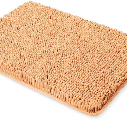 Yeaban Chenille Peach Bathroom Rug 20"x32", Non-Slip Rubber Backing