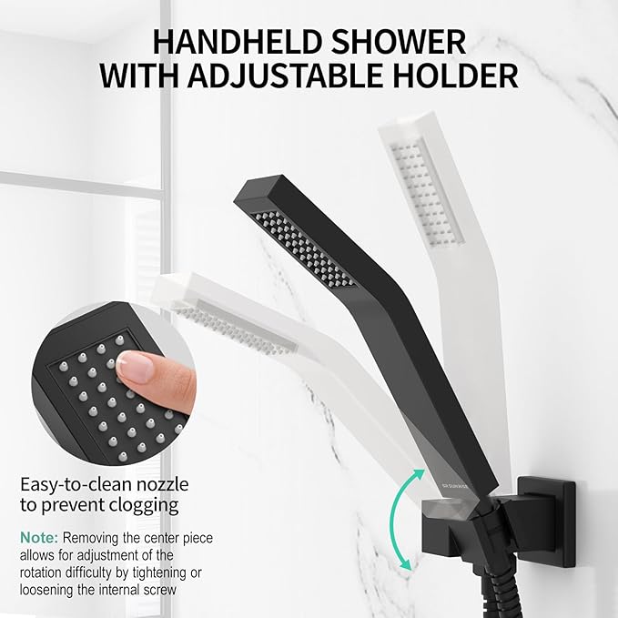 SR SUN RISE Shower Faucet - 8 Inch Shower System with Rain Shower Head and Handheld Spray - Shower Faucet Trim Repair Kits with Diverter Valve - All Metal Shower Set - Matte Black