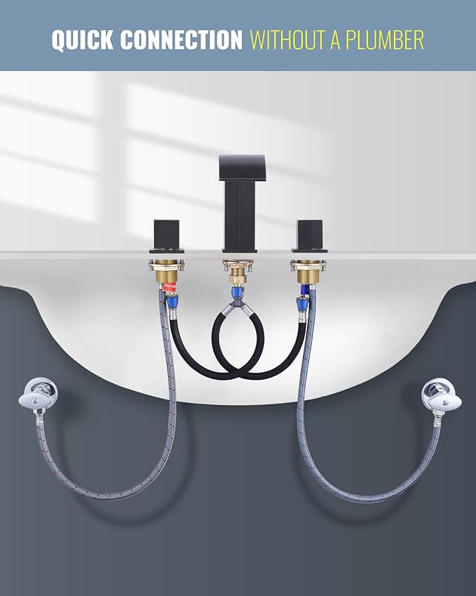 ARCORA Oil Rubbed Bronze Waterfall Bathroom Faucet - 8 Inch Widespread Bathroom Faucets for Sinks 3 Hole, 2 Handles Bathroom Sink Faucet with Pon Up Drain and cUPC Supply Lines