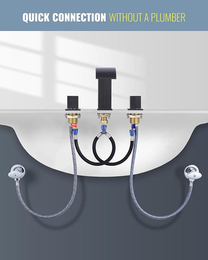 ARCORA Oil Rubbed Bronze Waterfall Bathroom Faucet - 8 Inch Widespread Bathroom Faucets for Sinks 3 Hole, 2 Handles Bathroom Sink Faucet with Pon Up Drain and cUPC Supply Lines