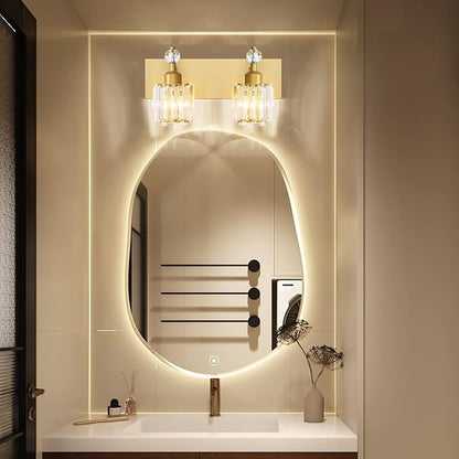 PRESDE 2 Crystal Bathroom Lights Fixtures Modern Gold Vanity Lights Fixtures Over Mirror Modern Bath Wall Lighting