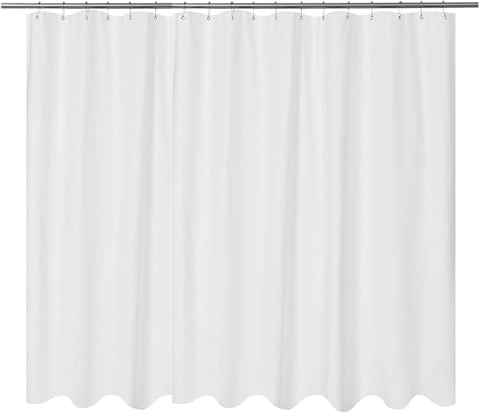 Embossed Microfiber Extra Wide Shower Curtain Liner 108 x 72 inches, Soft Fabric Shower Curtain Washable and Water Repellent,108x72, White