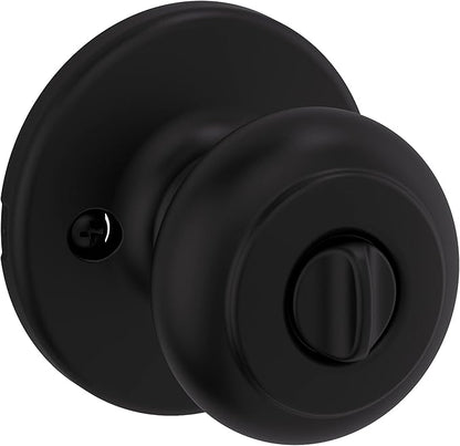 Kwikset Cove Entry Door Knob with Lock and Key, Secure Keyed Handle Exterior Doorknob, Front Entrance and Bedroom, Matte Black, Pick Resistant SmartKey Rekey Security