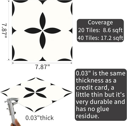 MORCART Peel and Stick Floor Tile Star Waterproof Vinyl Flooring DIY Flooring for Bathroom, Kitchen, Fireplace, Pet House, Stairs, Bedrooms, Wall, Store(20PCS,7.87" x 7.87",White)