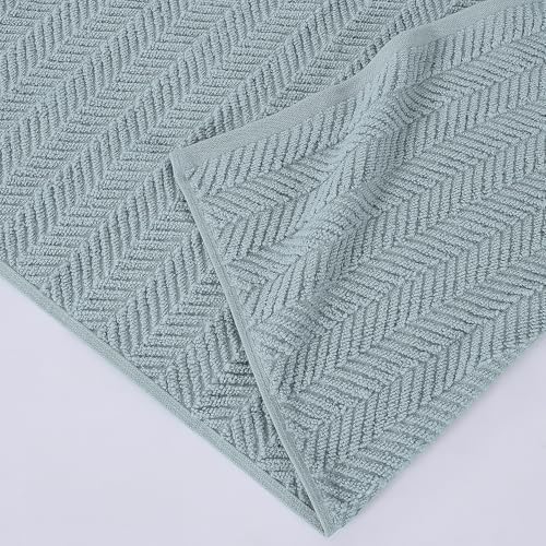 Modern Threads Otis 6-Piece 100% Cotton Towel Set – Zero Twist Jacquard Chevron – Includes 2 Bath Towels, 2 Hand Towels, 2 Washcloths – Absorbent, Quick Dry, Soft & Durable – Seafoam