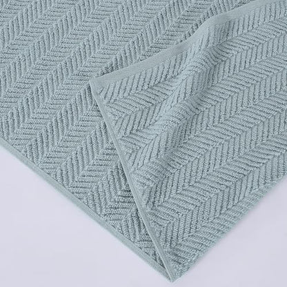 Modern Threads Otis 6-Piece 100% Cotton Towel Set – Zero Twist Jacquard Chevron – Includes 2 Bath Towels, 2 Hand Towels, 2 Washcloths – Absorbent, Quick Dry, Soft & Durable – Seafoam