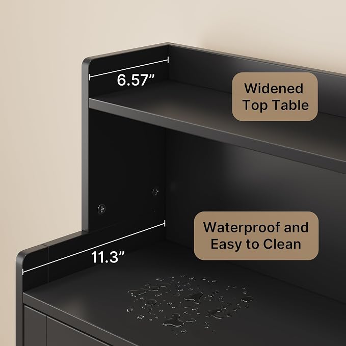 Gizoon Small Bathroom Storage Cabinet, Freestanding Organizer, Black | 40" H Floor Pantry Cabinet with Doors, Adjustable Shelves, for Dining Room, Kitchen, Living Room, Hallway