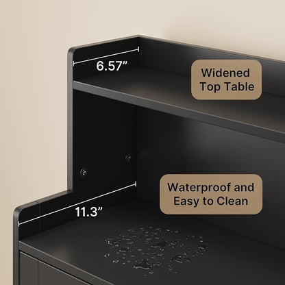 Gizoon Small Bathroom Storage Cabinet, Freestanding Organizer, Black | 40" H Floor Pantry Cabinet with Doors, Adjustable Shelves, for Dining Room, Kitchen, Living Room, Hallway