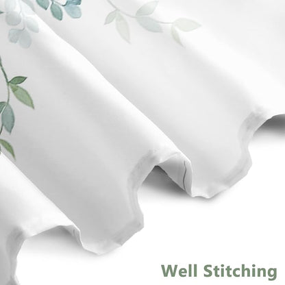 AWERT Plant Shower Curtain for Bathroom Sage Green Eucalyptus Waterproof Quick-Drying Green Leaves Shower Curtain Set with Hooks 60x72 Inch