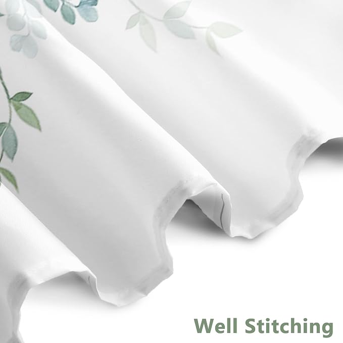 AWERT Plant Shower Curtain for Bathroom Sage Green Eucalyptus Waterproof Quick-Drying Green Leaves Shower Curtain Set with Hooks 72x84 Inch